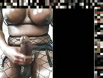 énorme, masturbation, monstre, transsexuelle, amateur, mature, ejaculation-sur-le-corps, ébène, énorme-bite, black