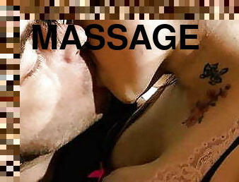 massage, casting, bdsm, couple, baisers, chambre-a-coucher, ange, bikini, brunette, tatouage