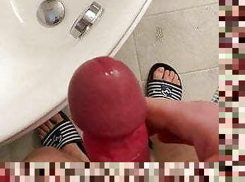 Squirt piss with hard cock in my bath