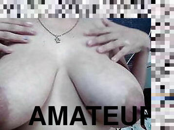 gros-nichons, énorme, mamelons, amateur, milf, latina, naturel, webcam, lait, en-lactation