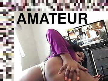 cul, énorme, masturbation, amateur, belle-femme-ronde, joufflue, butin