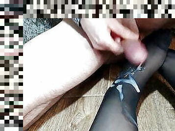 Handjob on legs in stockings. POV Part 2