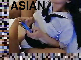 asiatisk, masturbation, slyna, bitch, förnedring