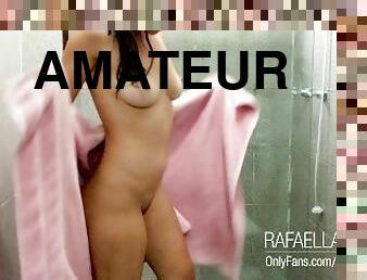 Delicious Brazilian model Rafaella Mendes taking a sexy shower