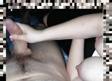 store-pupper, gravid, pussy, handjob, creampie, mann, cum, naturlig, våt