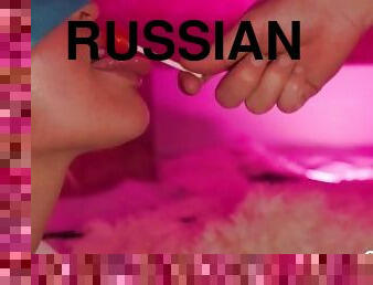russisk, amatør, pikslikkeri, udløsning, teenager, sperm, blond, kær, bind-for-øjnene