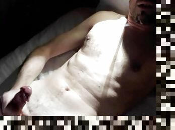 énorme, amateur, ejaculation-sur-le-corps, gay, branlette, sperme, massive, solo