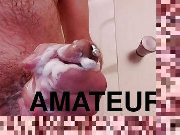 kąpiel, amatorskie, gej, pov, przekłute, prysznic, solo