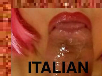 fru, amatör, avsugning, slyna, pov, sprut, piercad, italiensk