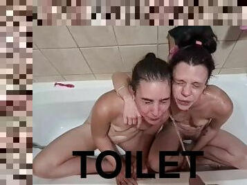 Two pisswhores getting a golden shower  human toilet sluts