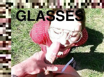 Cum on glasses of smoking whore