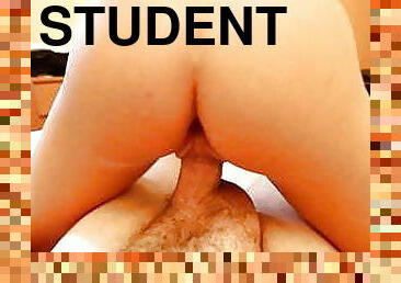 strømpebukse, pussy, student, amatør, blowjob, tenåring, hjemmelaget, cum, riding