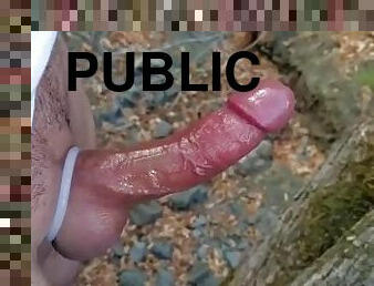 Stroking My Big White Cock In Public [Huge Cumshot Outdoors]