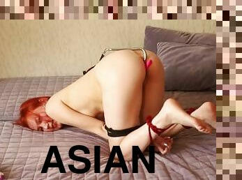 asiatisk, röv, storatuttar, extrem, fru, amatör, anal, leksak, bdsm, rödhårig