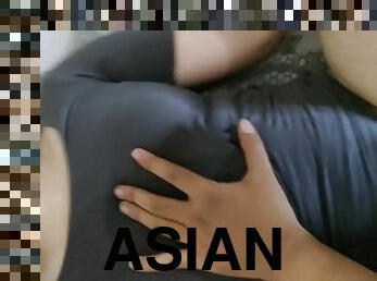 asiatisk, student, brudar, tonåring, hardcore, gruppknull, creampie, fingerknull, pov, college