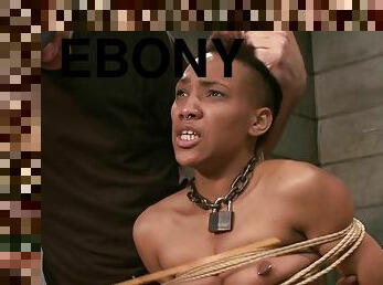 Ebony Slave In Predicament Bondage Imaped On A Big Dildo. Full Clip