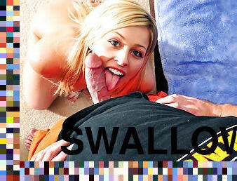 Sexy Blonde Swallows - BigMouthfuls