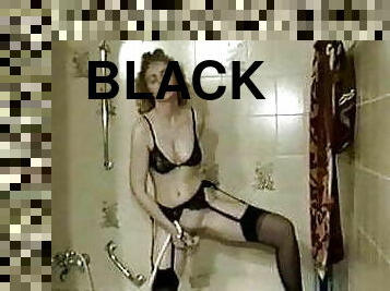 baignade, masturbation, amateur, allemand, black, bas, douche, en-nylon