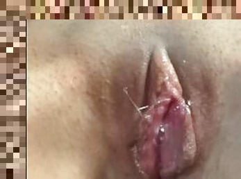 röv, masturbation, orgasm, fitta-pussy, smal, brudar, vacker, ensam, vått, brunett