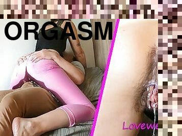 orgasm, pissande, kvinnligt-sprut, amatör, cumshot, trosor, vått, verklighet, hårt