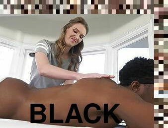 Petite Blonde Masseuse Ashley Lane Is in the Mood for Isiah Maxwells Big Black Cock
