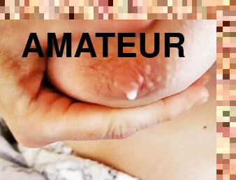 gros-nichons, mamelons, giclée, amateur, coquine, lait, en-lactation