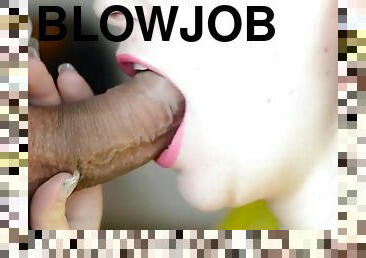 Blowjob close up throbbing in mouth