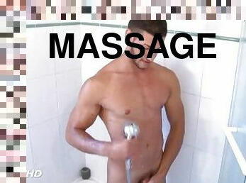 Str8 euro football player gets filmed his huge dick in a shower: dario