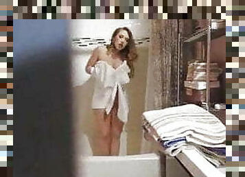 Pervert stepson sneaked on his stepmom in the shower