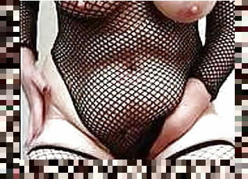 Sexy granny Layla fishnets slapping huge tits, revised