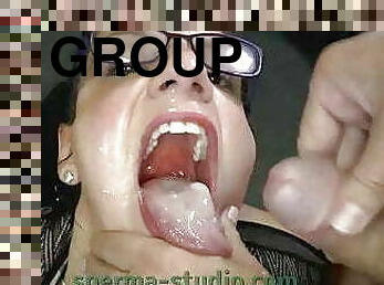 orgie, fête, secrétaire, ejaculation-sur-le-corps, hardcore, pornstar, allemand, gangbang, sexe-de-groupe, ejaculation