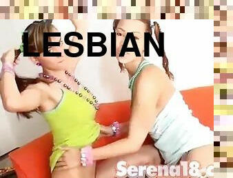 Serena 18 has lesbian sex with her big tit latina friend