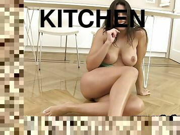 Honey In Kitchen Masturbating And Peeing