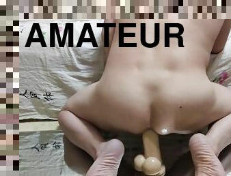 amatör, anal, gigantisk-kuk, leksak, gay, ritt, dildo, ensam, twink, kuk