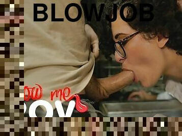Blow Me POV - She Get Stuck to Suck His Big Cock