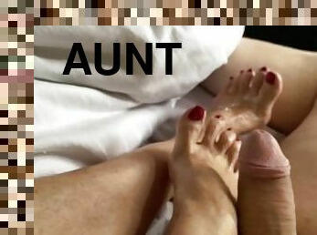 GILF StepAunt Ann Gives Footjob For Cum