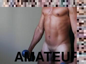 amatör, gay, pov, ensam, muskulös, träning