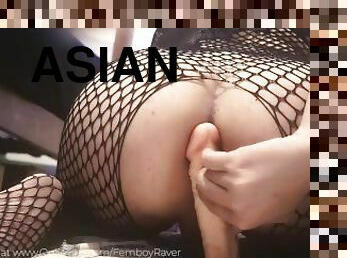 asiatisk, røv, onani, anal, skønheder, undertøj, fiskenet, ridning, dildo, røv-butt