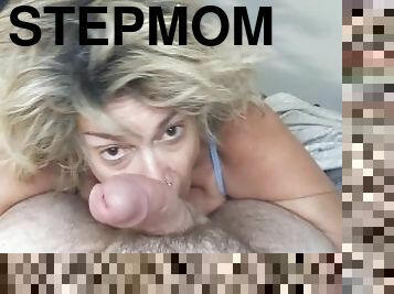 Stepmom Worships Cock and Takes a Big Cumshot in Her Mouth