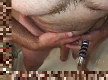 Hot Guy Showering Strokes His Cock Until He Shoots Out a Rope of Cum In Slow Motion & Samples Some