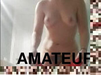 cul, baignade, chatte-pussy, amateur, ados, douche, solo, brunette, tatouage