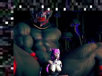 big monster fuck the luxury girl in the dark cave - 3d hentai animation