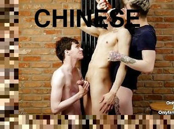 Tyler Wu interracial threesome my boyfriend gags on uncut Chinese cock