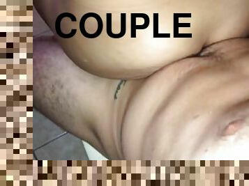 cul, orgasme, amateur, couple, brésil, point-de-vue, chevauchement, tatouage, bite