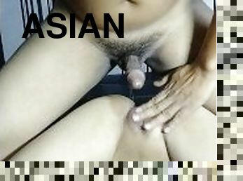 asiatisk, doggy-style, fitta-pussy, anal, hardcore, creampie, par, första-gången, filipinsk, vått