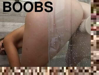 bañando, tetas-grandes, cuatro-patas, masturbación, orgasmo, coño-pussy, juguete, rubia, hermana, consolador