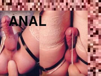 anal, tonåring, leksak, transa, sprut, söt, dildo, rumpa-butt, cowgirl, mjölk