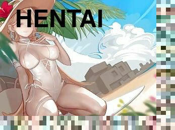 cul, plage, anime, hentai