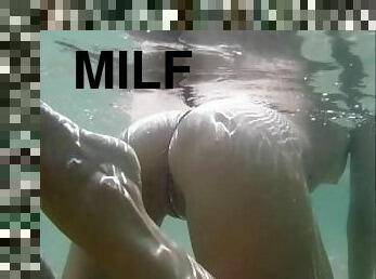 Hot milf flashing feet and ass underwater fetish