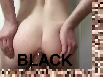 Guy takes big black anal dildo